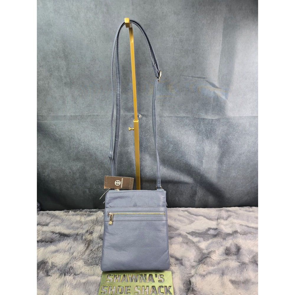 NWT Giani Bernini Crossbody Bag Folkstone Blue Gray Leather Softy Core - Picture 8 of 8